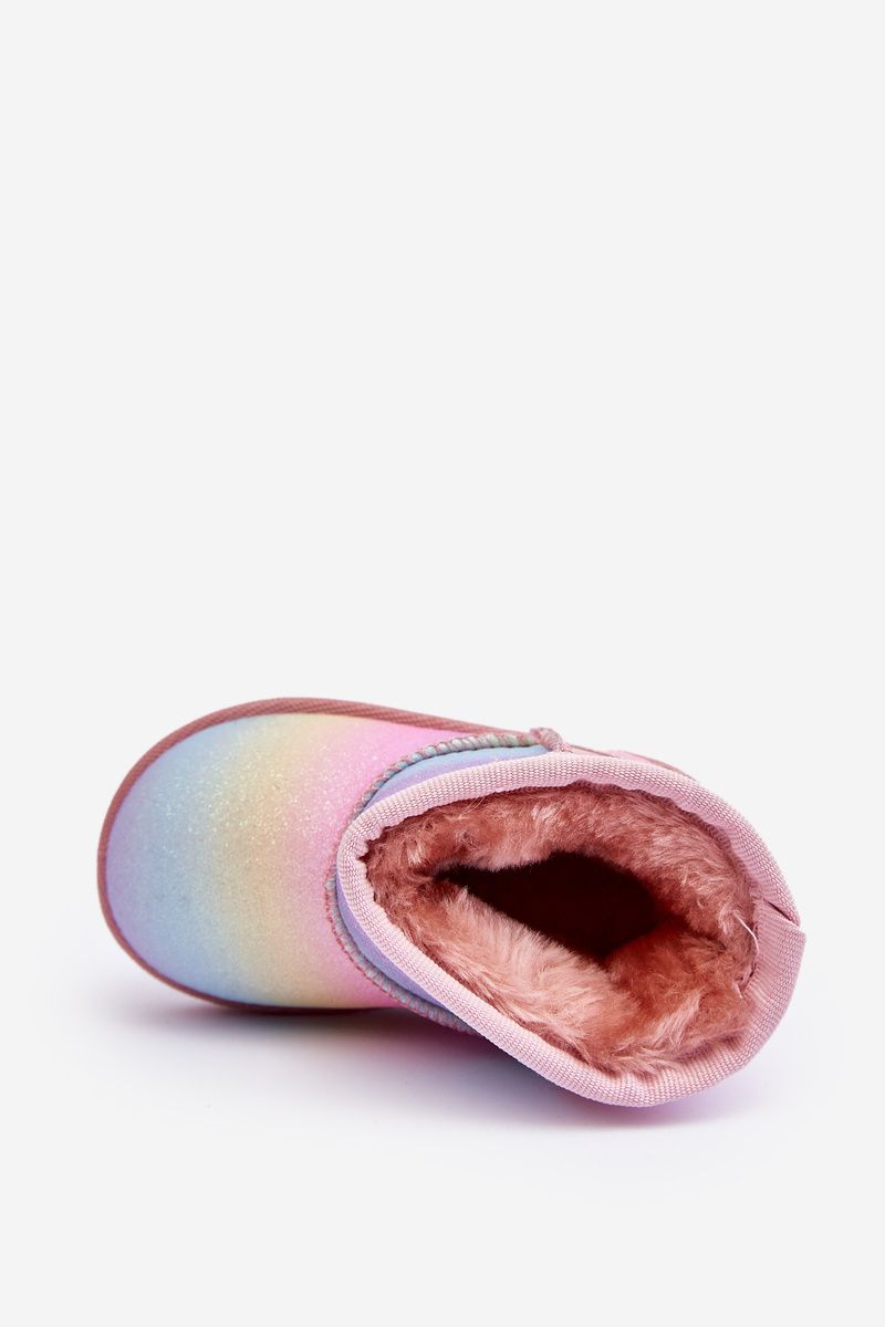 Gefütterte bunte Schneestiefel mit Fell