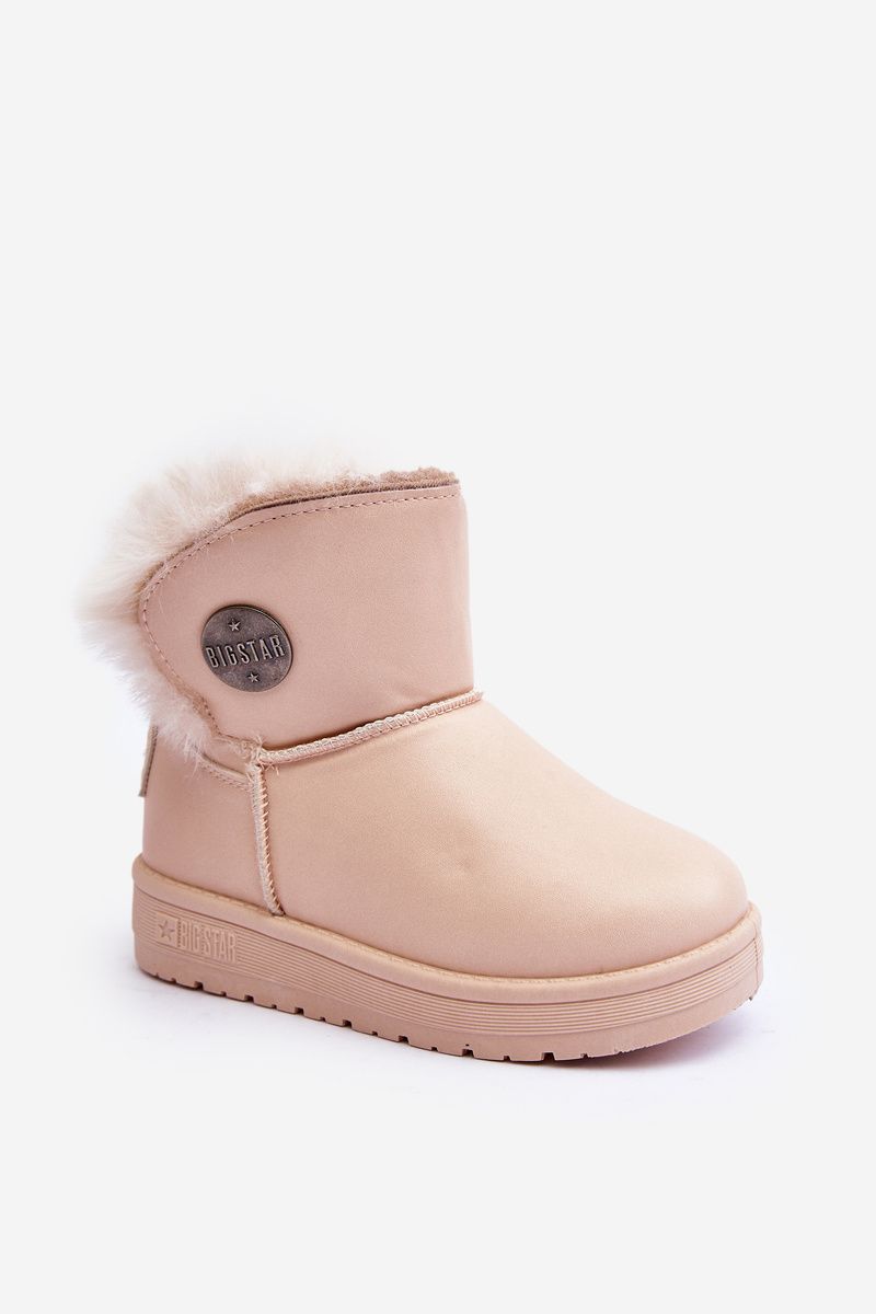 Beige gefütterte Schneestiefel mit Fell