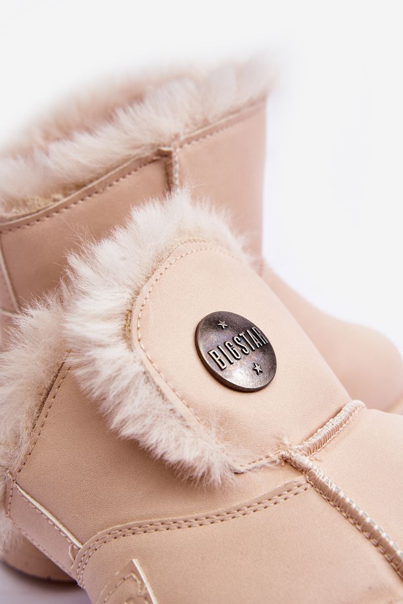 Beige gefütterte Schneestiefel mit Fell