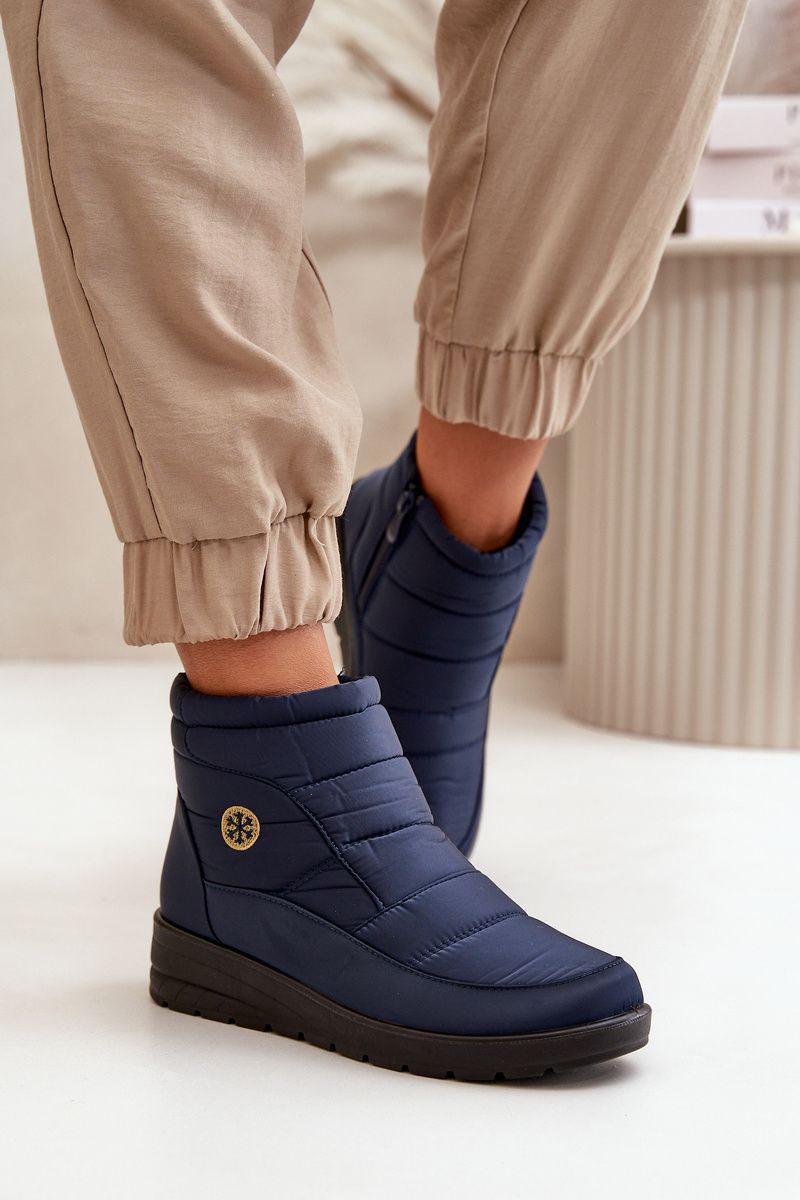 Gefütterte blaue Schneestiefel mit Plateau