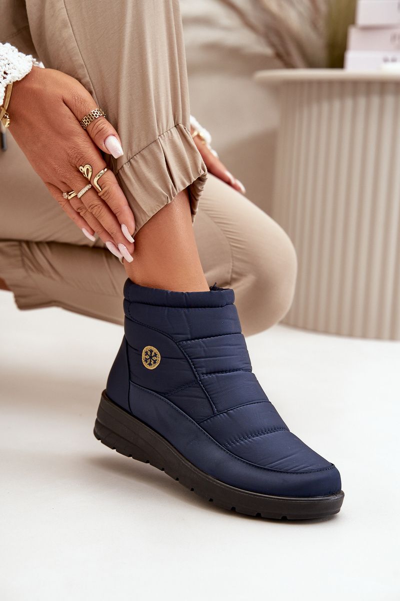 Gefütterte blaue Schneestiefel mit Plateau