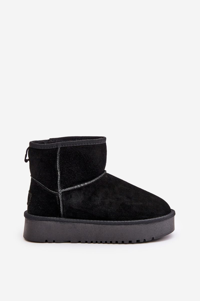 Schwarze Schneestiefel aus Veloursleder mit Plateau