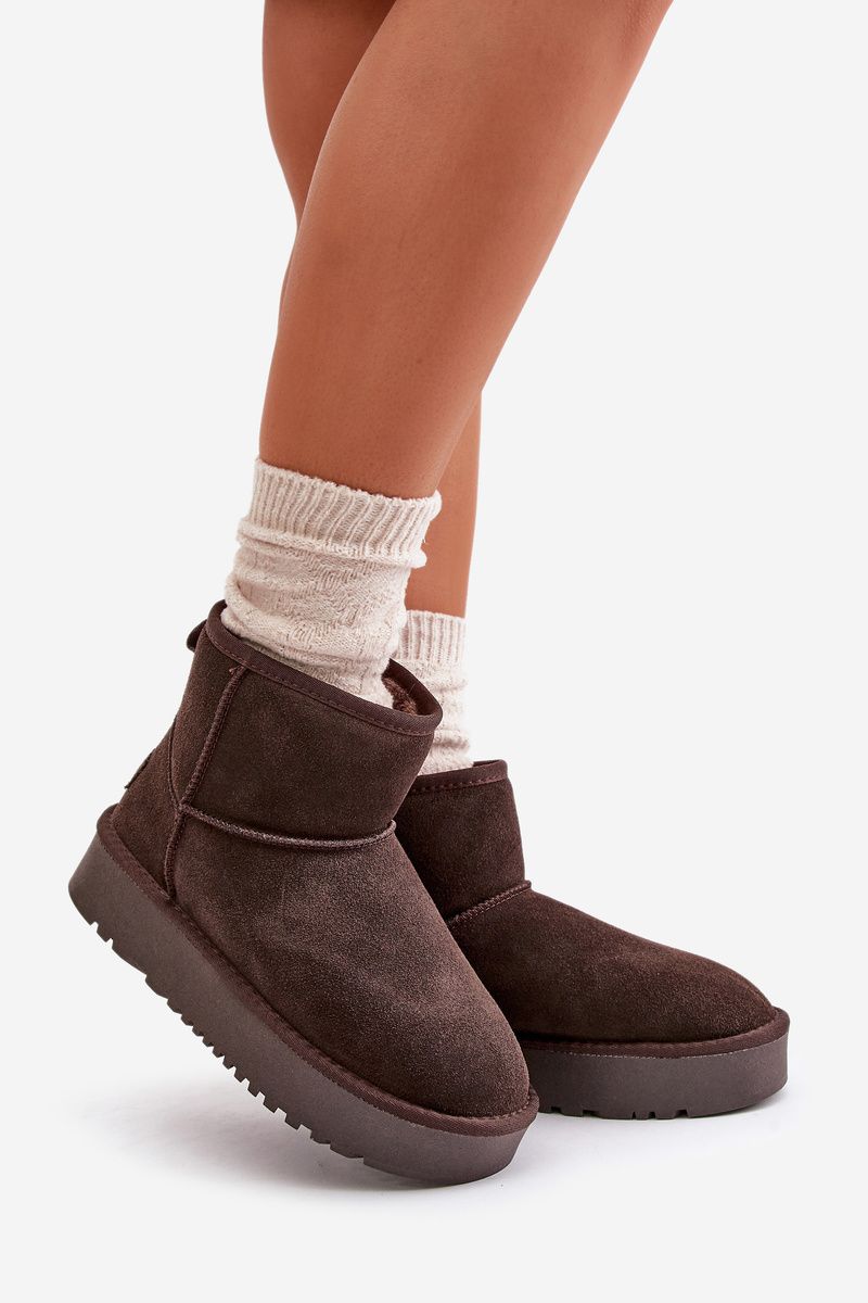 Braune Wildleder-Snowboots mit Plateau