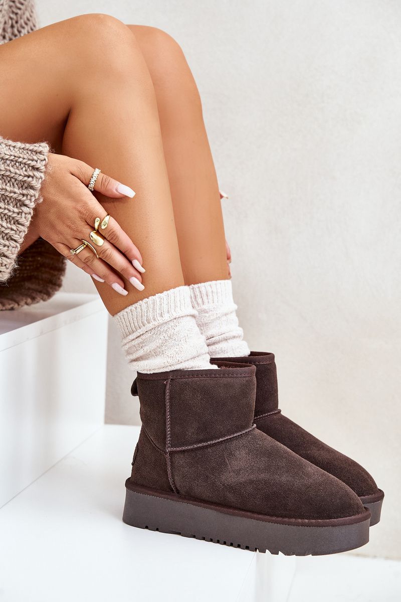 Braune Wildleder-Snowboots mit Plateau