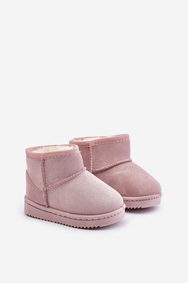 Gefütterte rosa Schneestiefel aus Wildlederimitat
