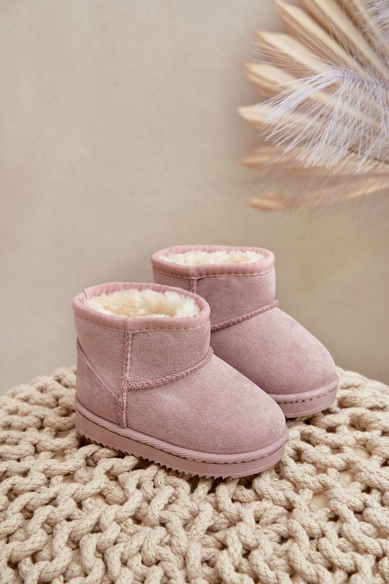 Gefütterte rosa Schneestiefel aus Wildlederimitat
