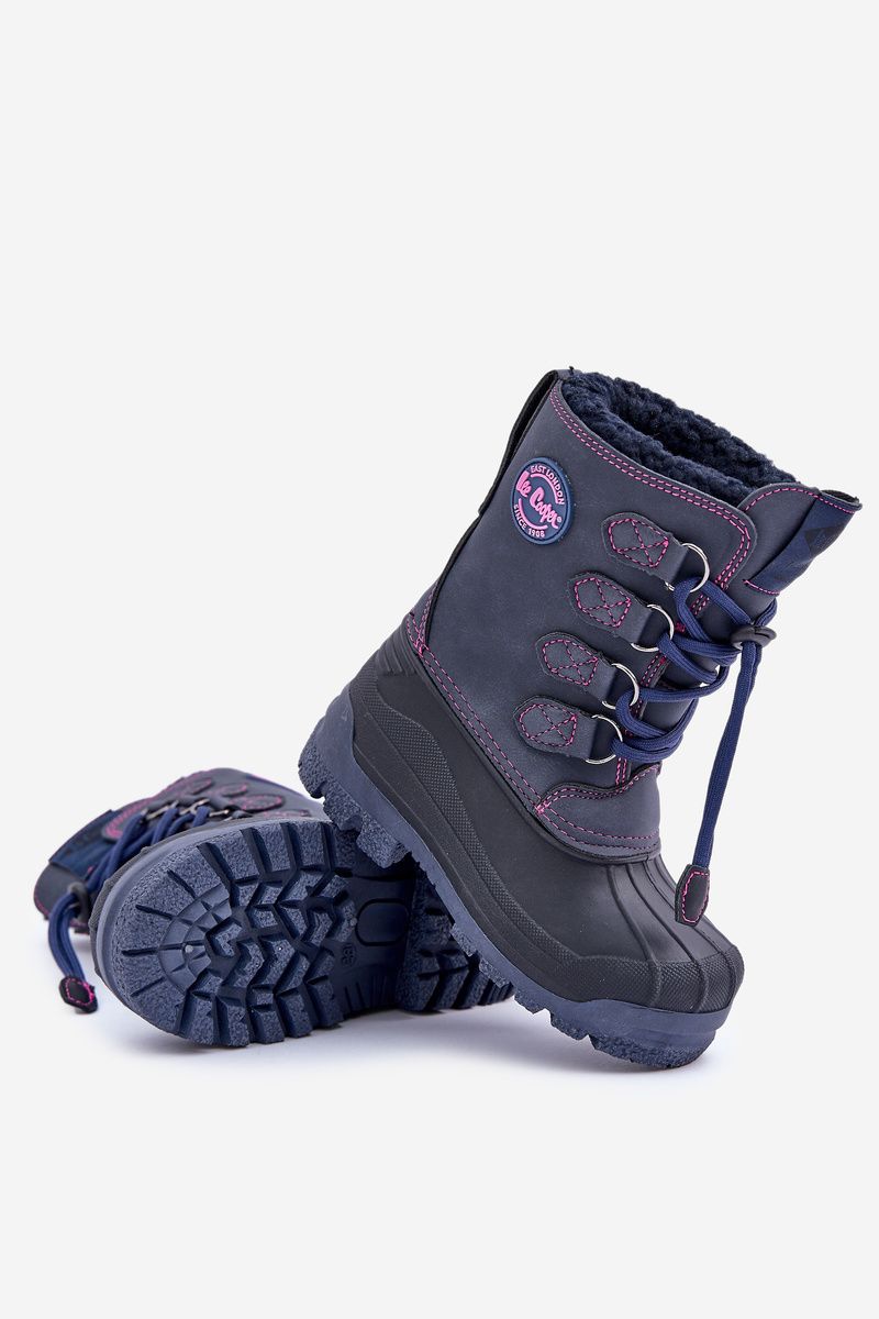 Hohe warme Schneestiefel mit Kordelzug, blau