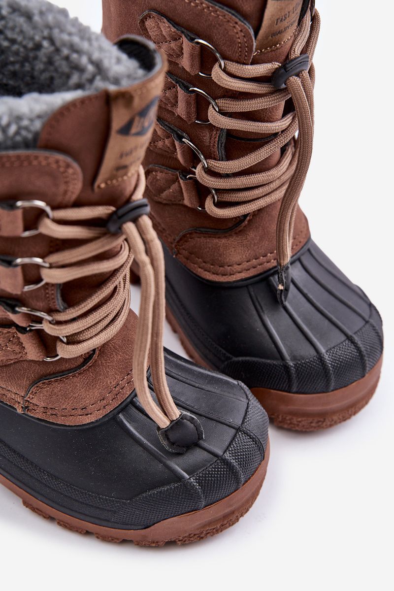 Hohe braune gefütterte Schneestiefel mit Kordelzug