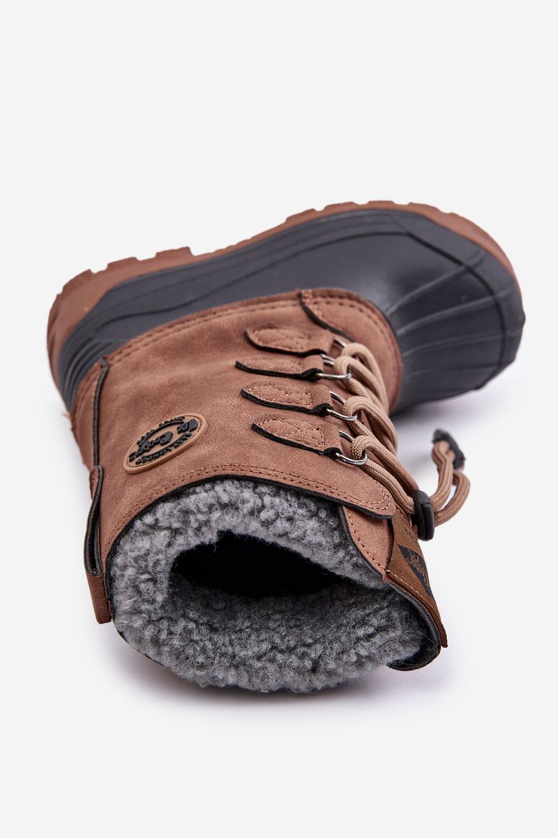 Hohe braune gefütterte Schneestiefel mit Kordelzug