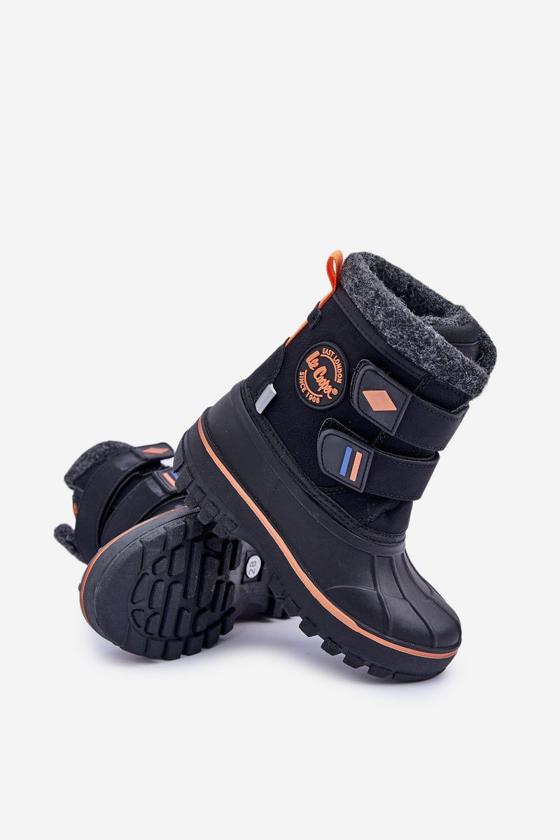 Schwarzer Winter-Snowboot mit Klettverschluss aus Kunstleder