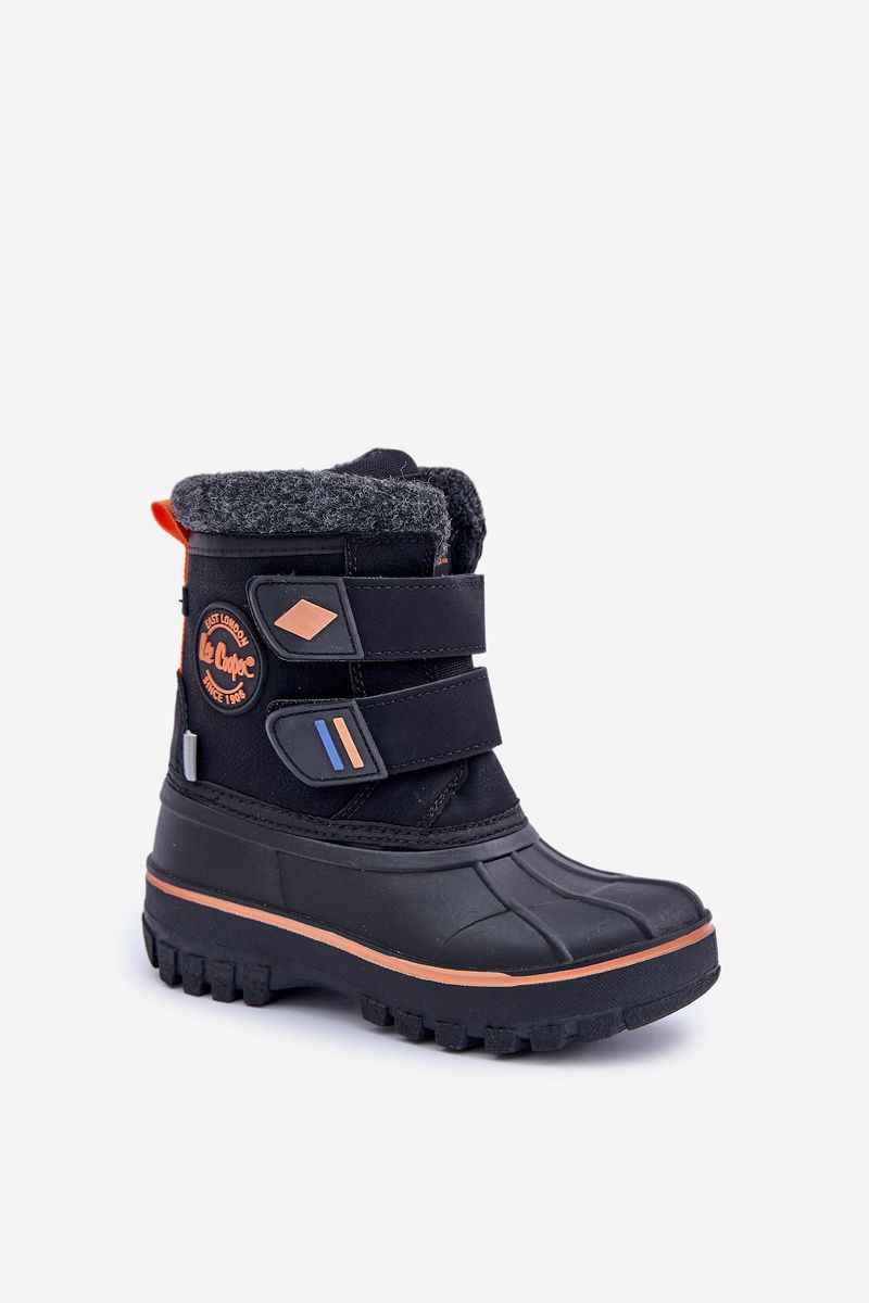 Schwarzer Winter-Snowboot mit Klettverschluss aus Kunstleder