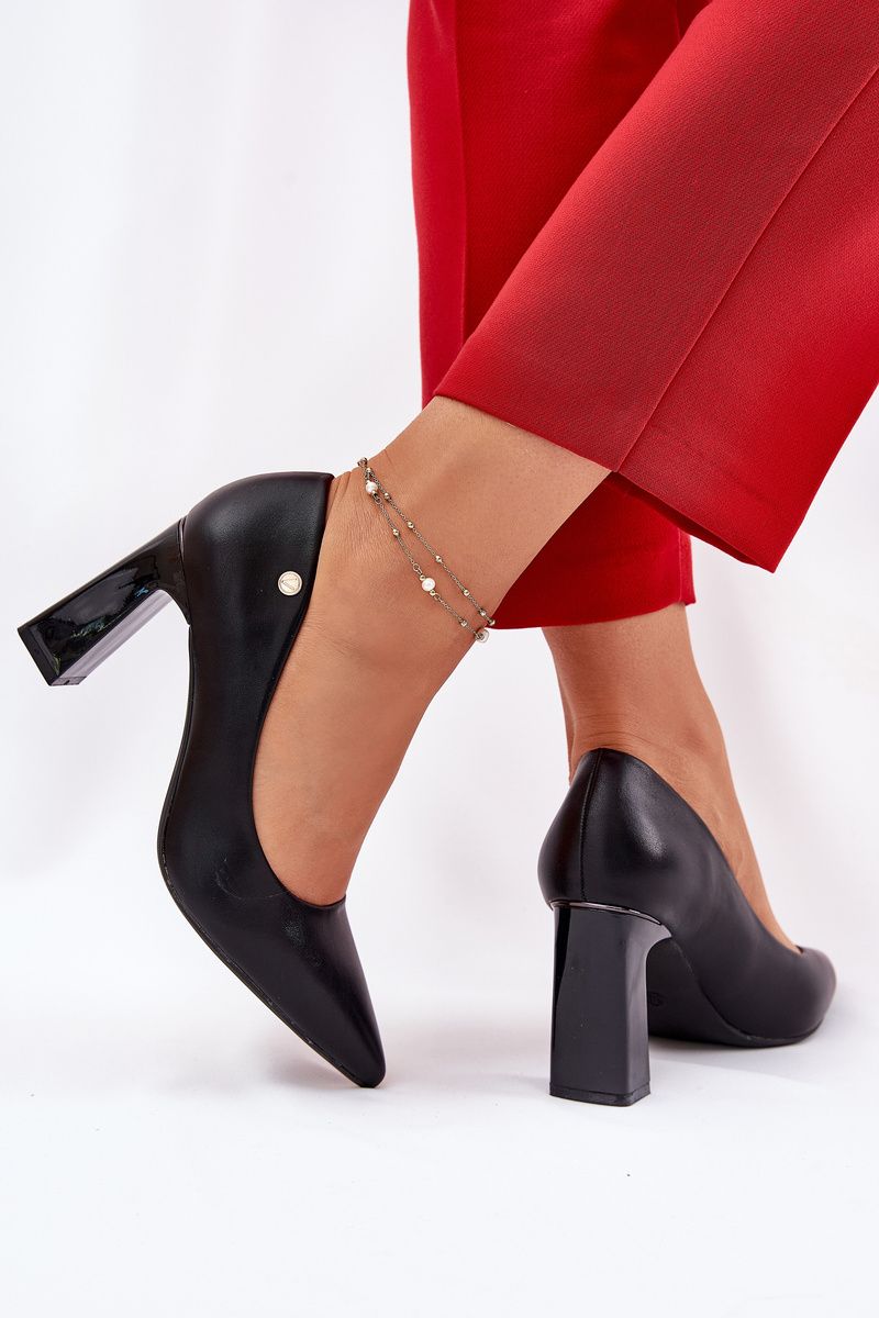 Elegante Pumps mit Blockabsatz, schwarz