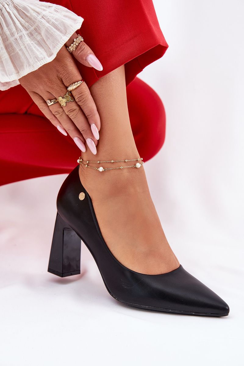 Elegante Pumps mit Blockabsatz, schwarz