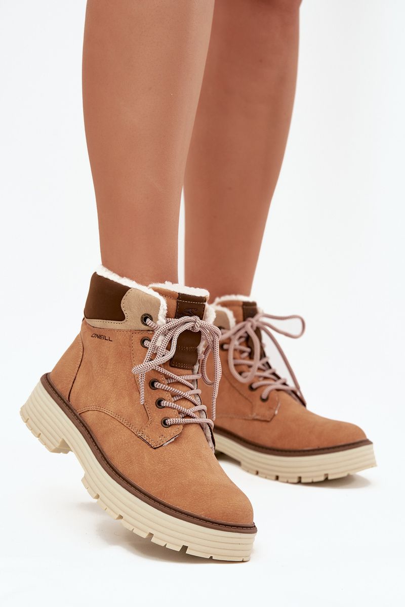 Gefütterte braune Stiefelette aus Kunstleder