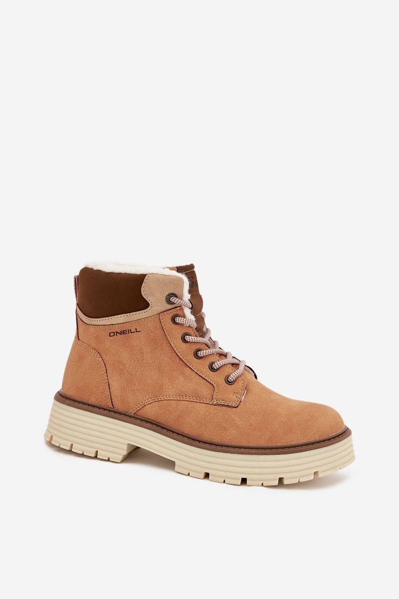Gefütterte braune Stiefelette aus Kunstleder