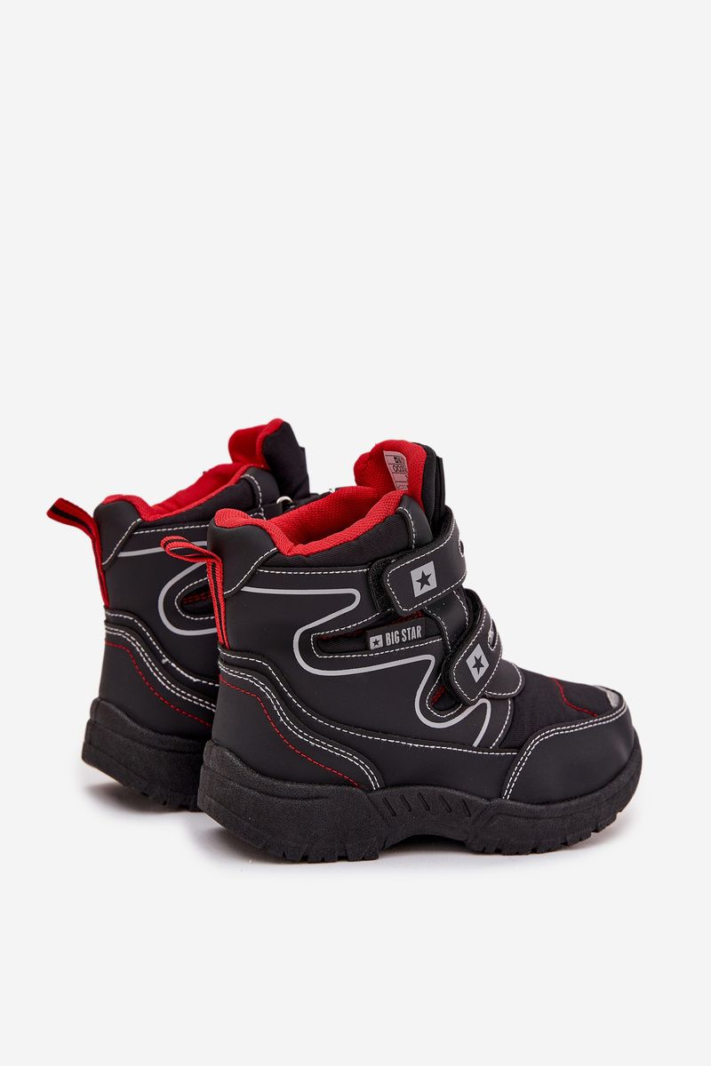 Gefütterte Schneestiefel mit Klettverschluss, schwarz