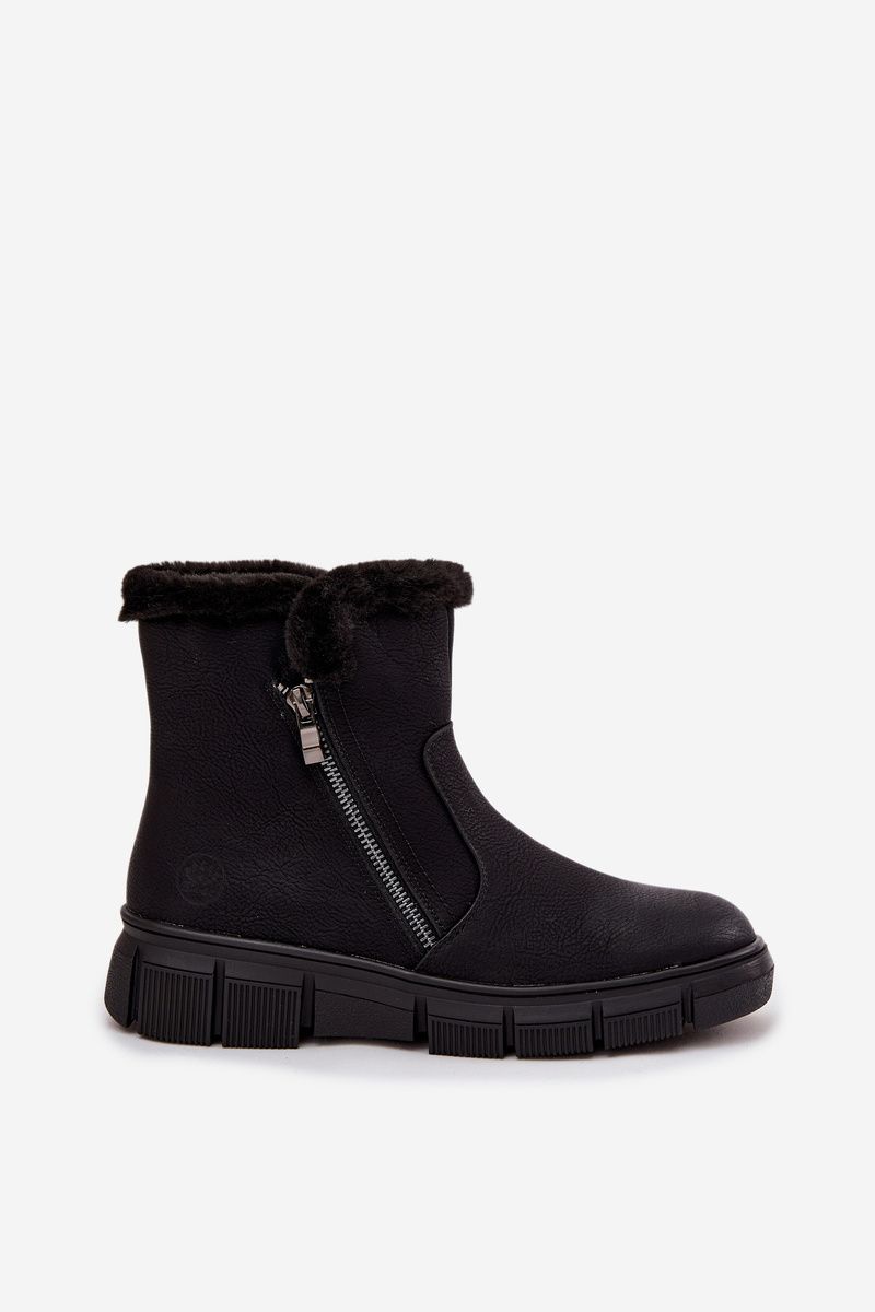 Schwarze Schneestiefel mit Kunstfell und Plateausohle