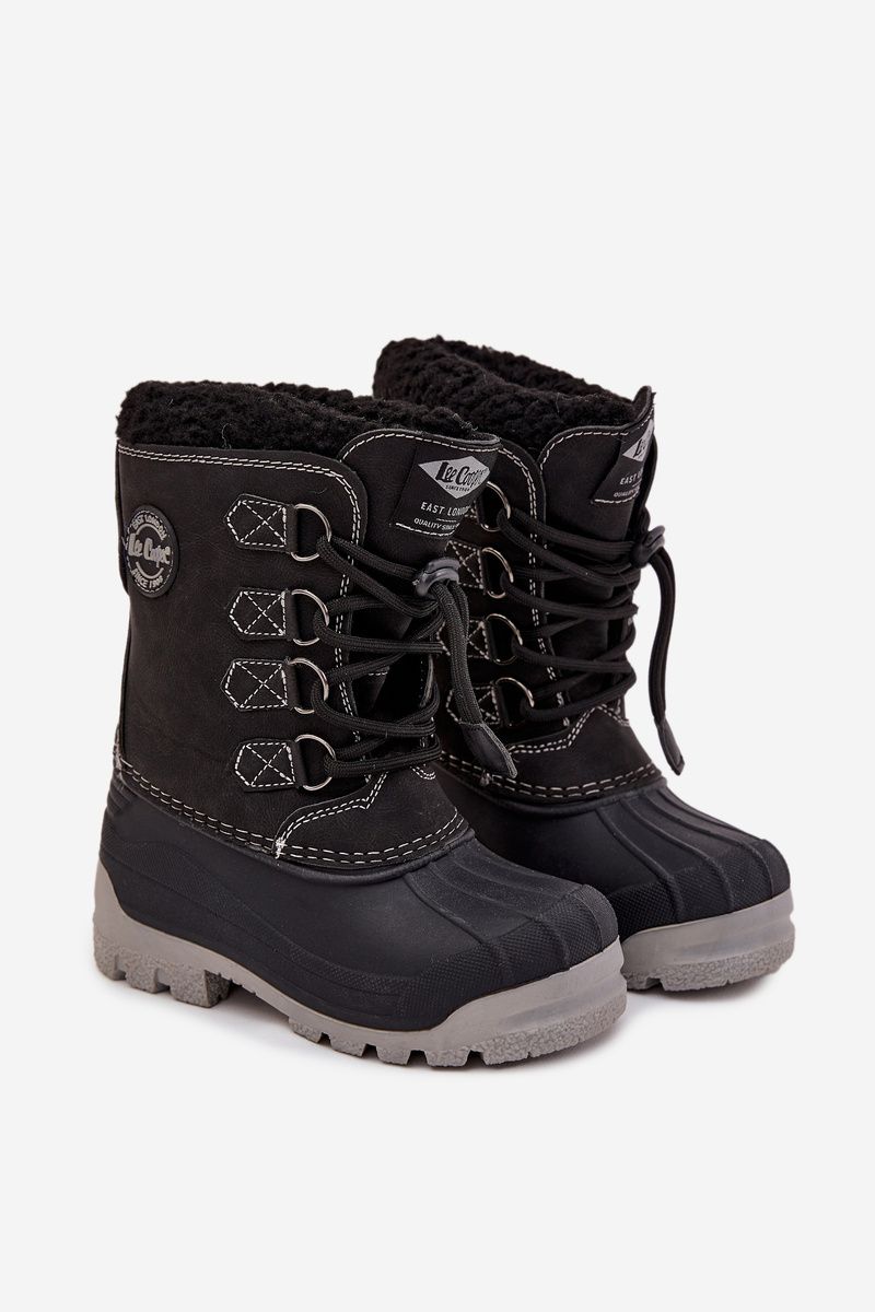 Schwarze Winterstiefel aus Kunstleder mit Fellfutter