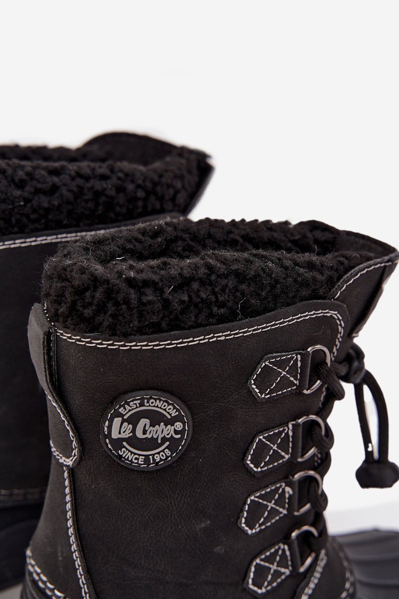 Schwarze Winterstiefel aus Kunstleder mit Fellfutter