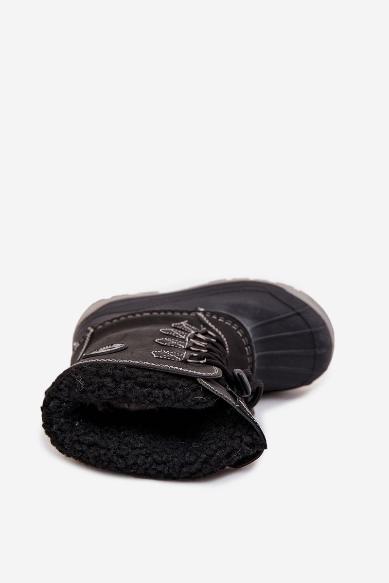 Schwarze Winterstiefel aus Kunstleder mit Fellfutter