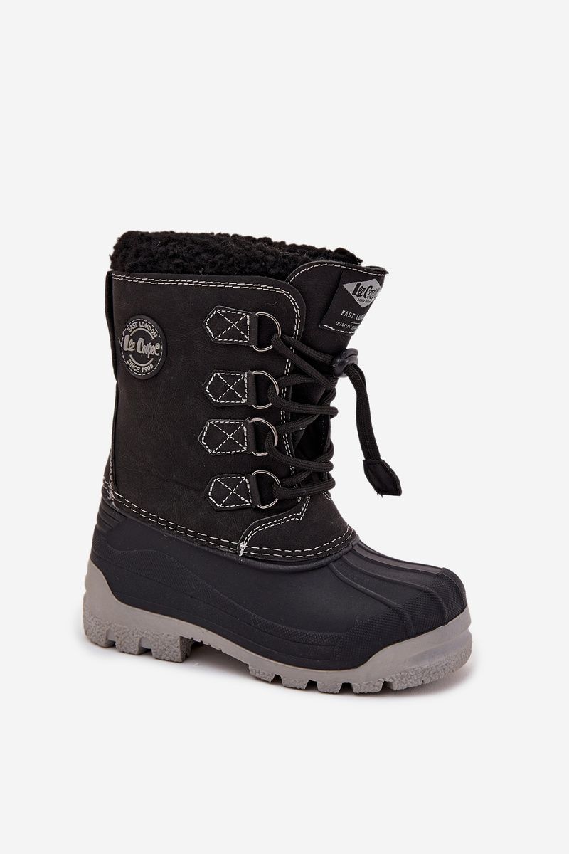 Schwarze Winterstiefel aus Kunstleder mit Fellfutter