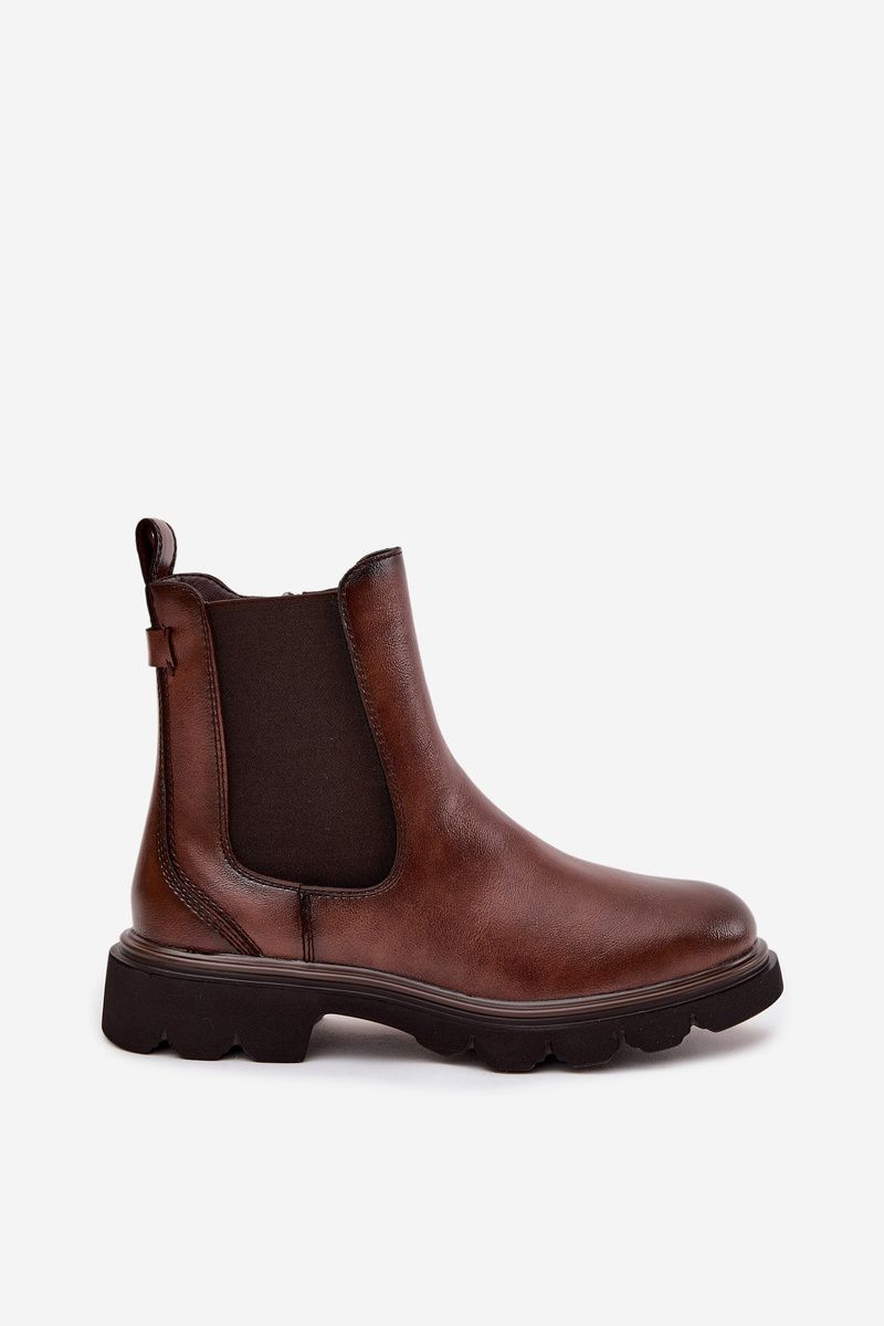 Gefütterte braune Stiefelette mit Reißverschluss