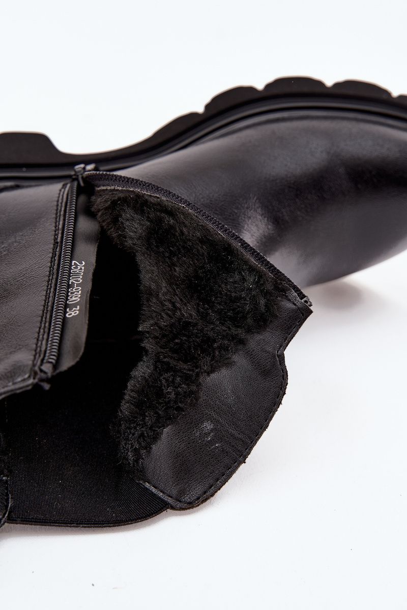 Schwarze gefütterte Stiefelette mit Reißverschluss aus Kunstleder