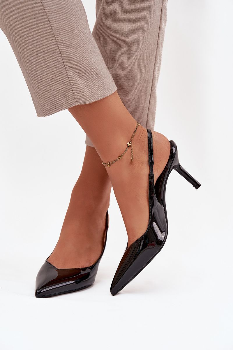 Lackierte Pumps mit Stilettoabsatz schwarz