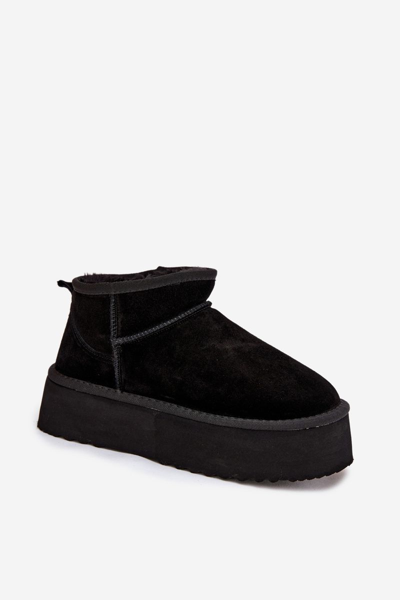 Schwarze Damen-Snowboots aus echtem Veloursleder