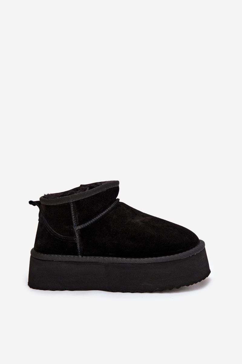 Schwarze Damen-Snowboots aus echtem Veloursleder