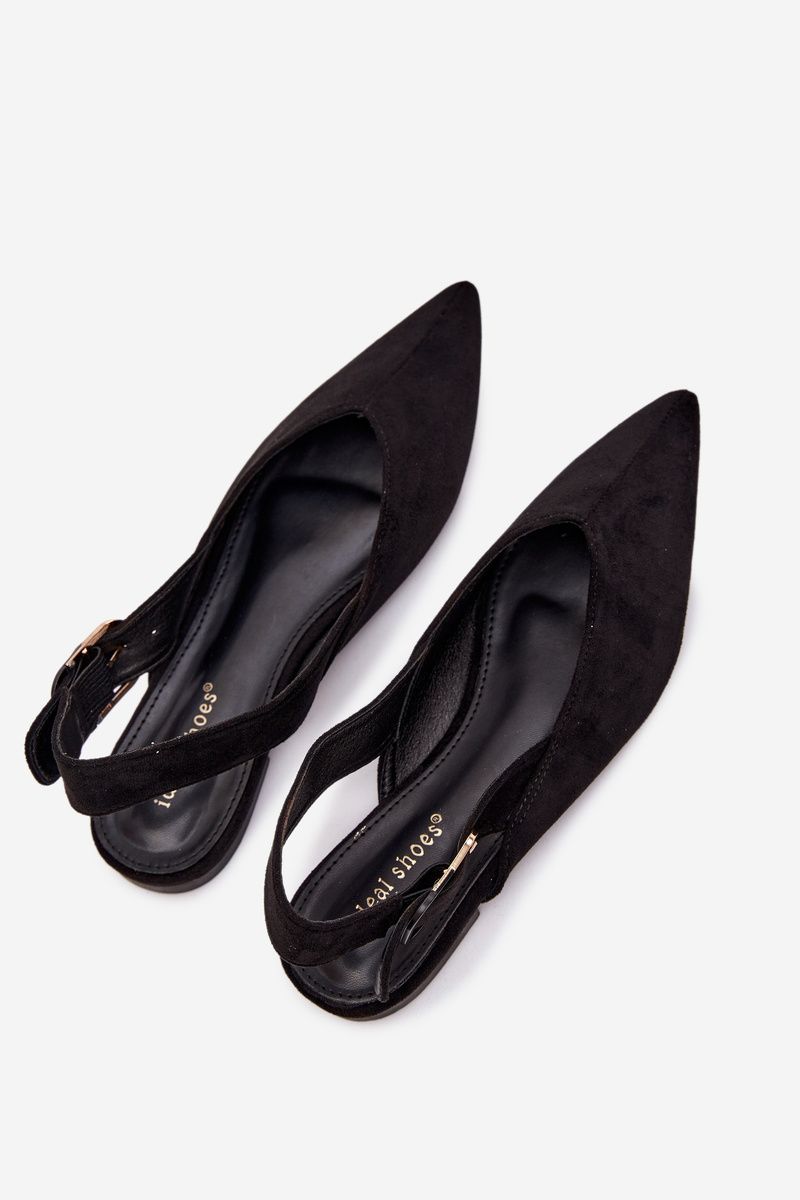 Schwarze Ballerina mit Schnalle aus Velourslederimitat