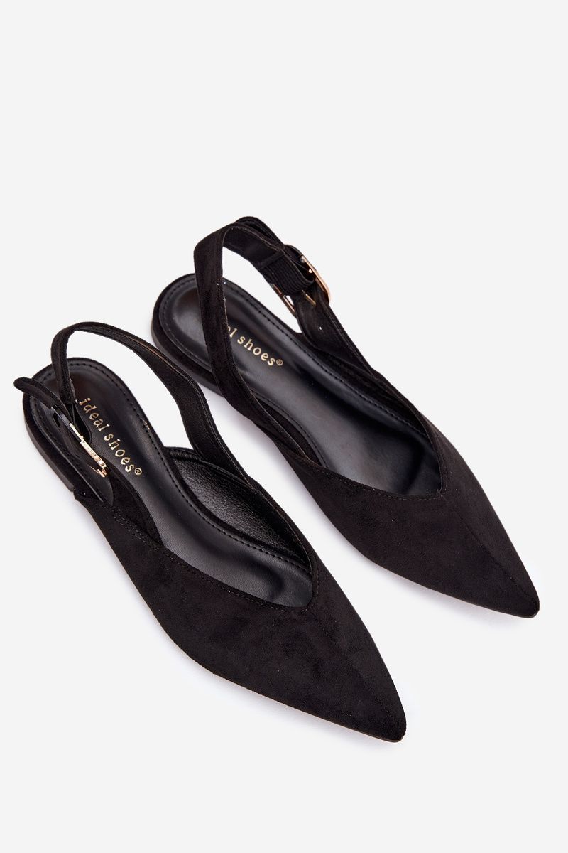 Schwarze Ballerina mit Schnalle aus Velourslederimitat