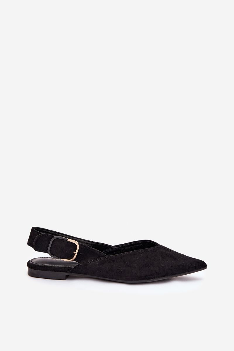 Schwarze Ballerina mit Schnalle aus Velourslederimitat