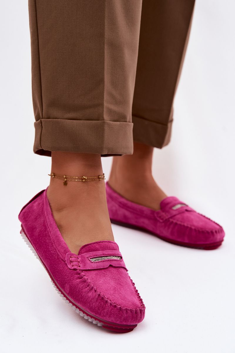 Mokassin aus echtem Veloursleder, rosa