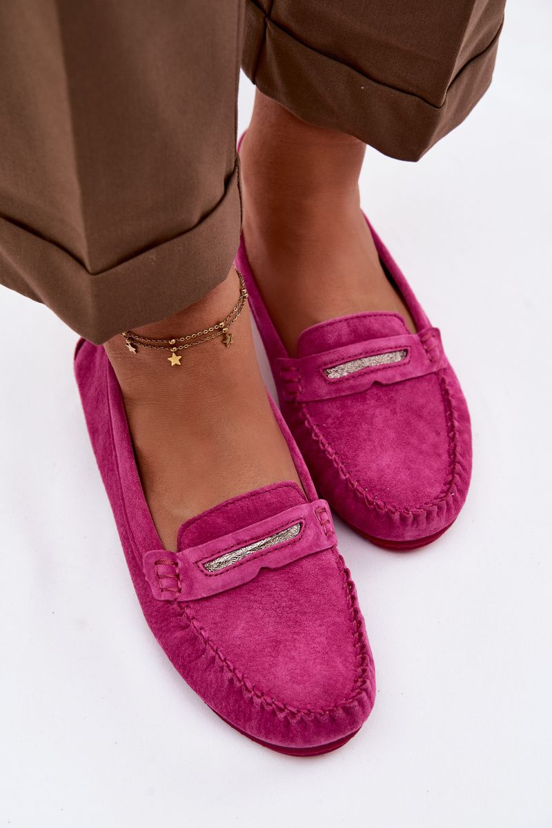 Mokassin aus echtem Veloursleder, rosa