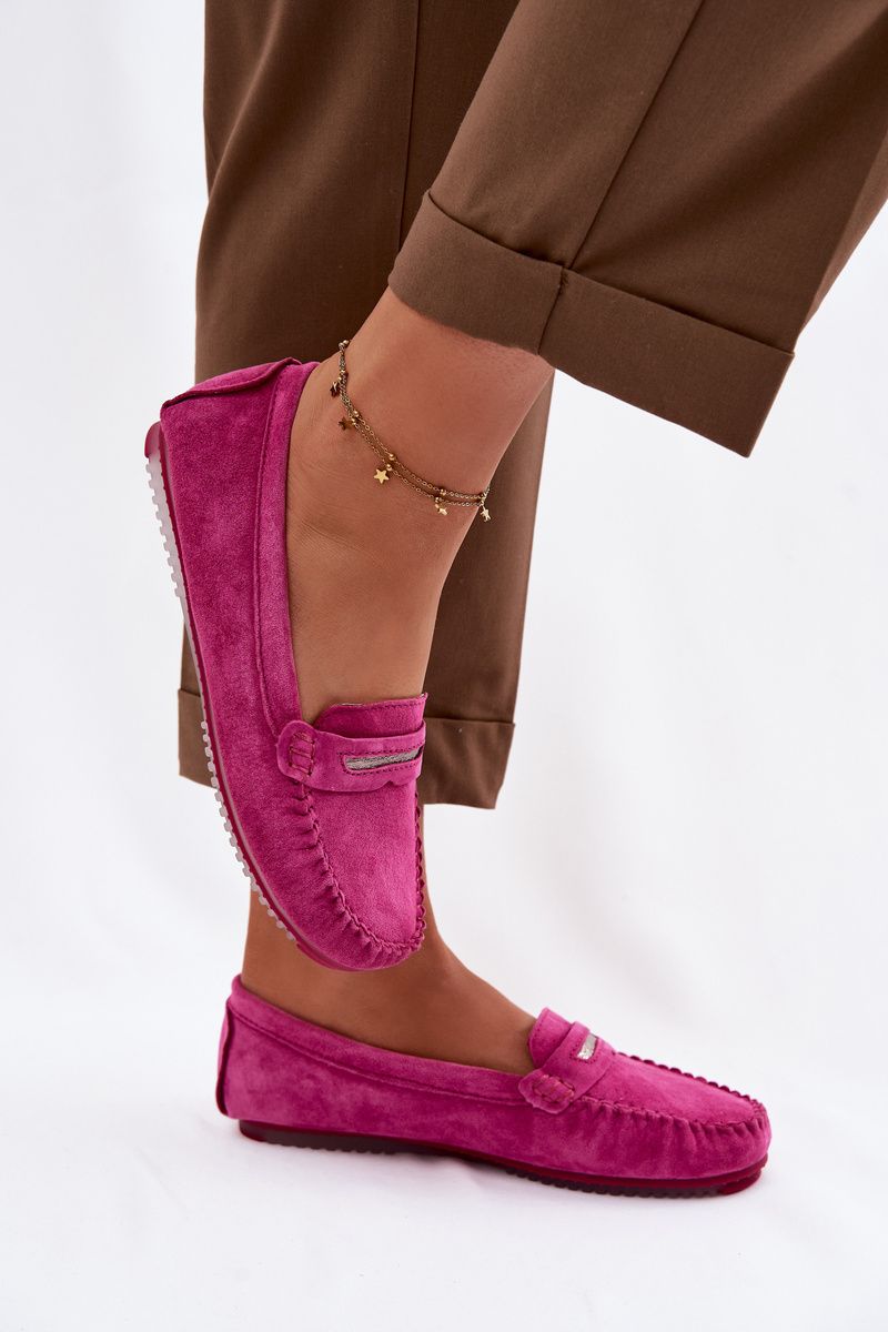 Mokassin aus echtem Veloursleder, rosa
