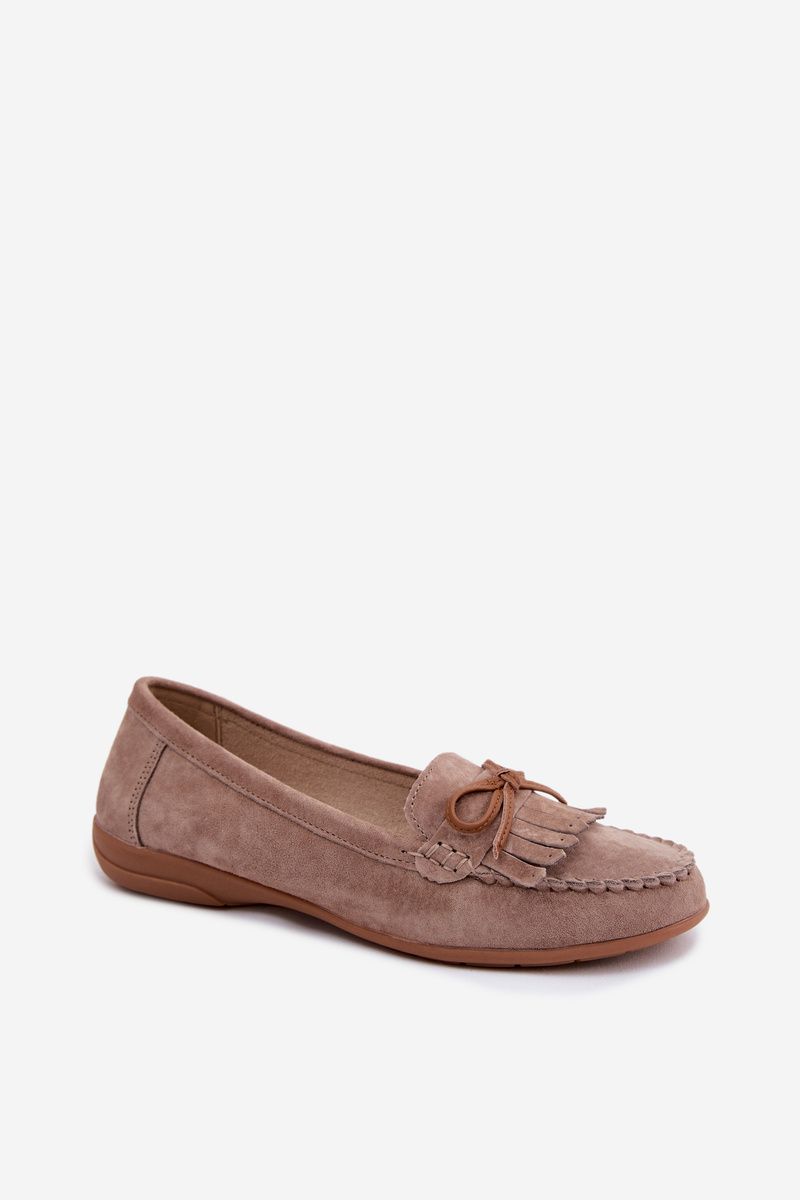 Mokassin aus echtem Veloursleder beige