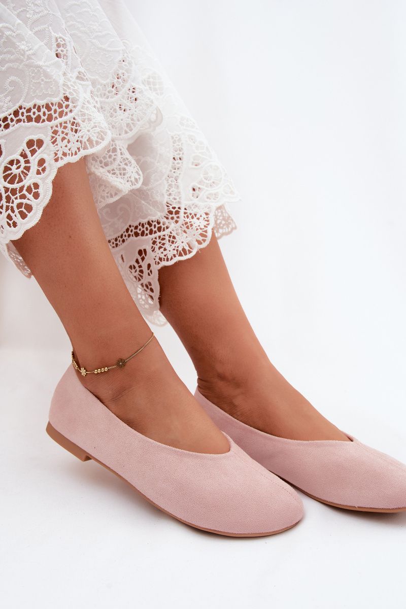 Rosa Ballerinas aus Wildlederimitat