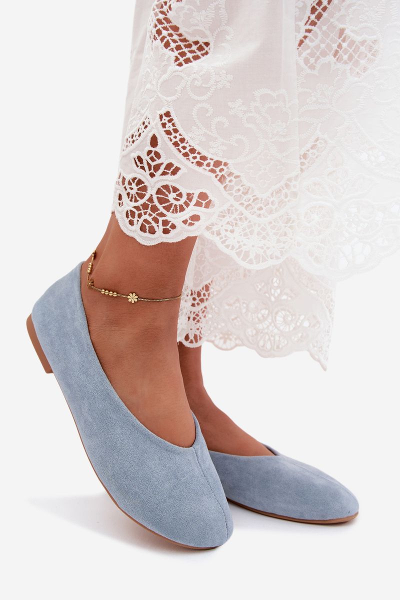 Ballerinas aus Velourslederimitat blau