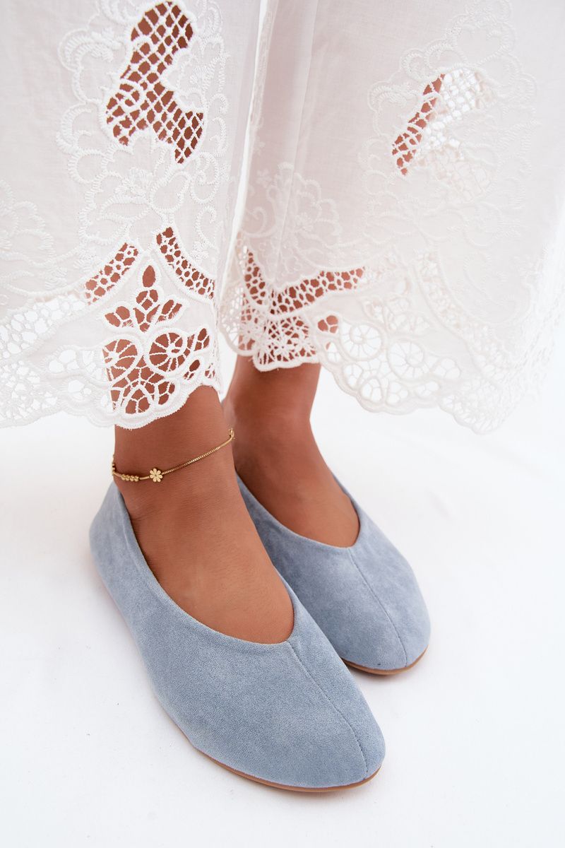 Ballerinas aus Velourslederimitat blau