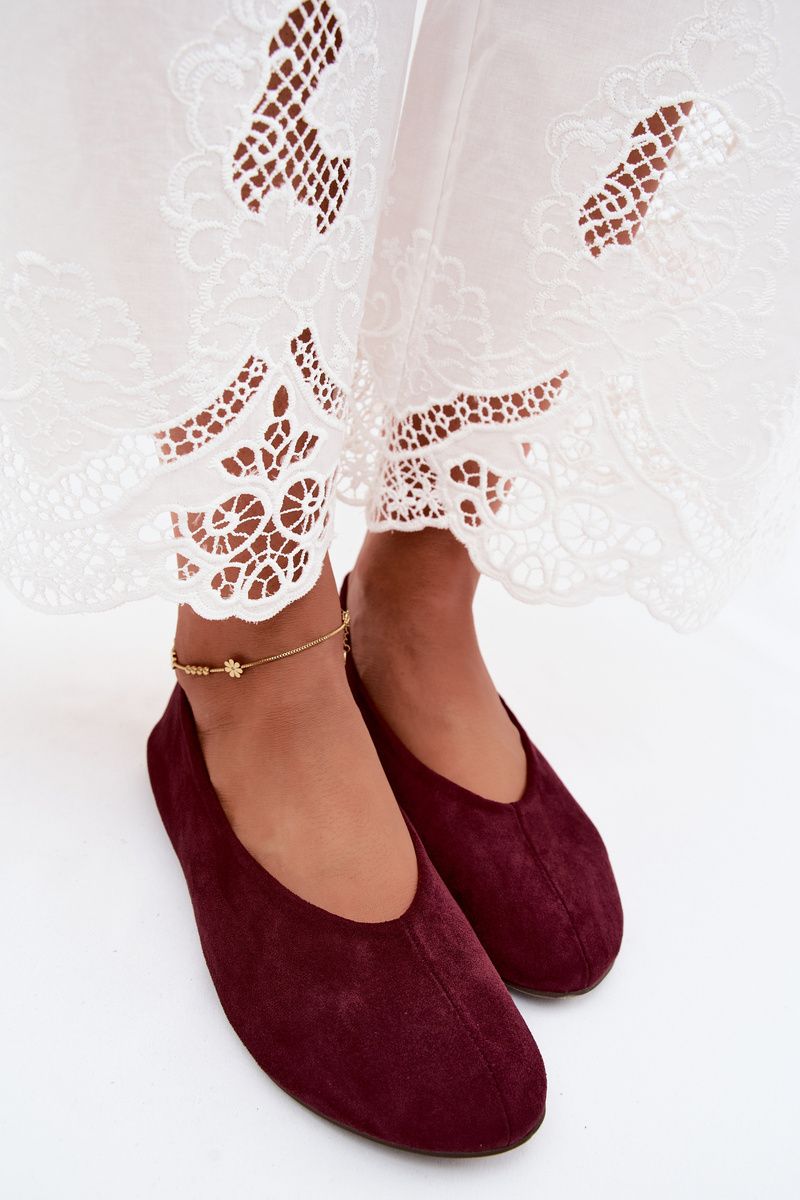 Ballerinas aus Velourslederimitat in Lila
