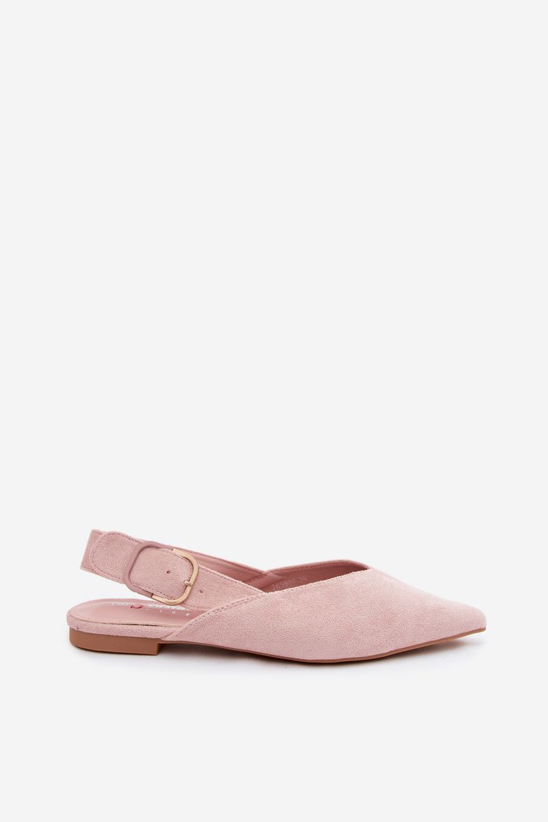 Rosa Ballerinas mit Schnalle aus Velourslederimitat