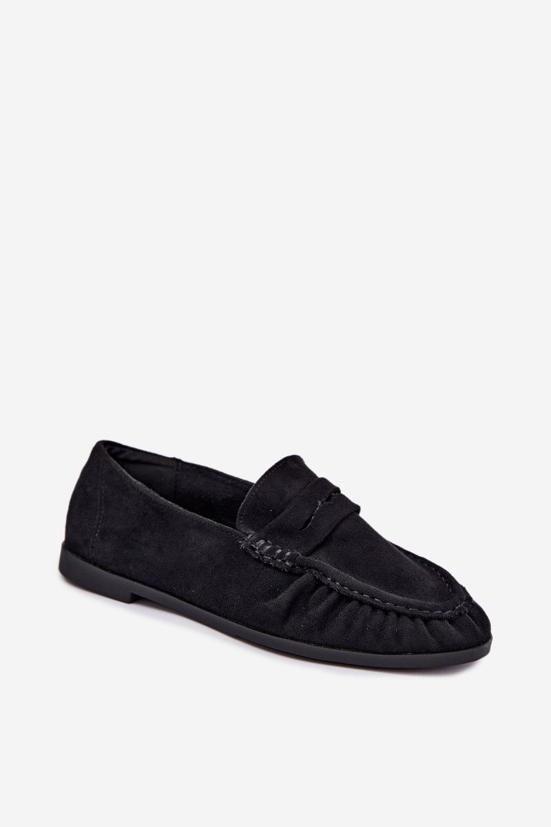 Schwarze Loafer aus Velourslederimitat mit Raffung