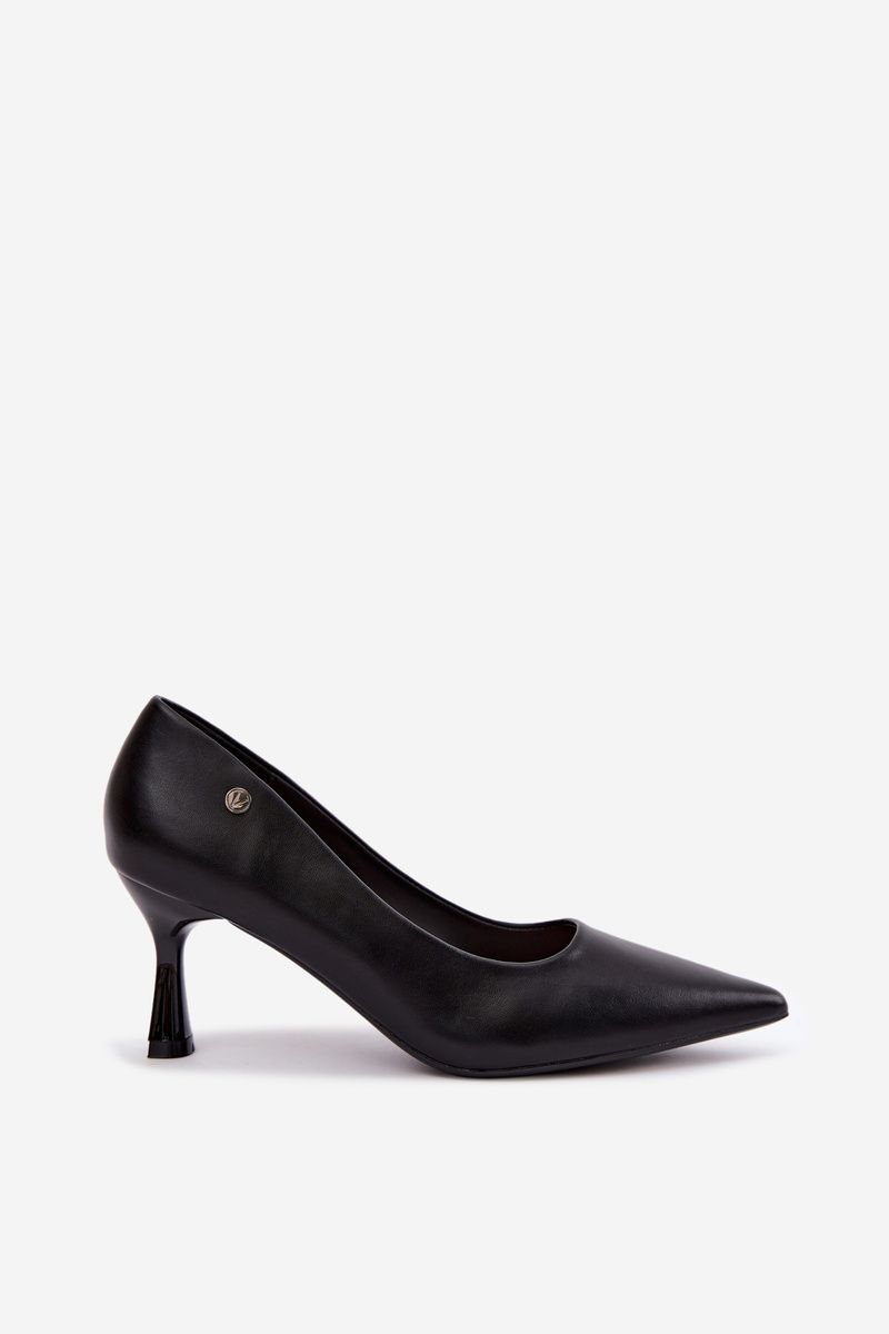 Schwarze Pumps mit schlankem Absatz aus Kunstleder