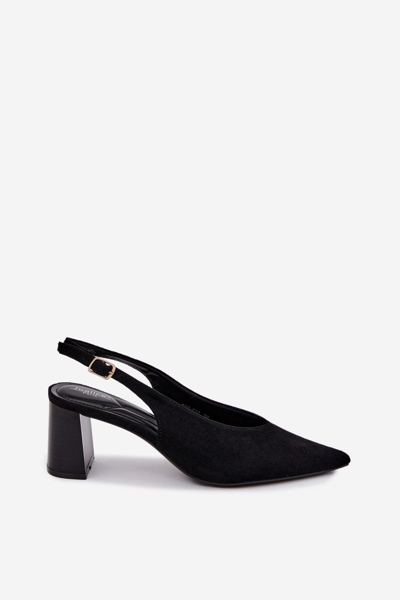 Schwarze Pumps mit offener Ferse und Blockabsatz