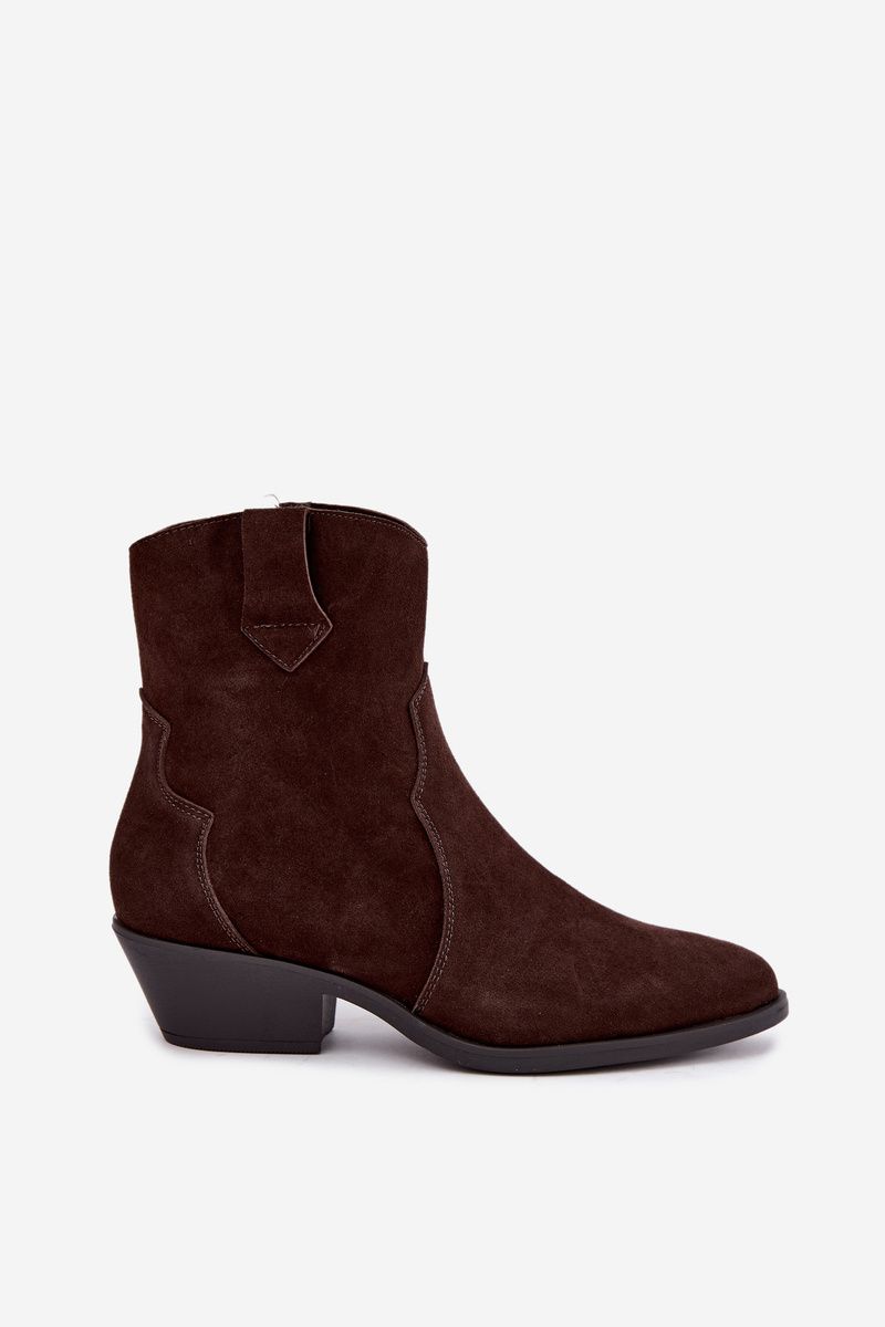 Stiefelette aus Wildleder mit Blockabsatz, braun