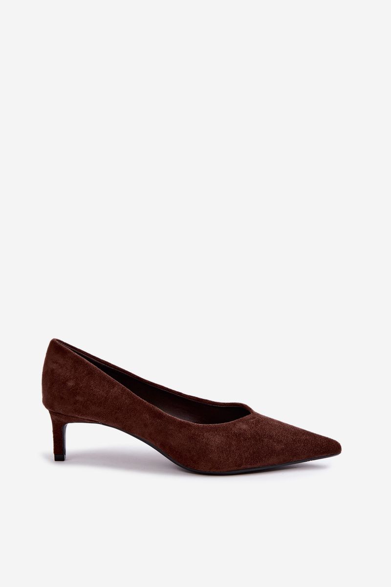 Pumps mit spitzer Kappe aus braunem Veloursleder