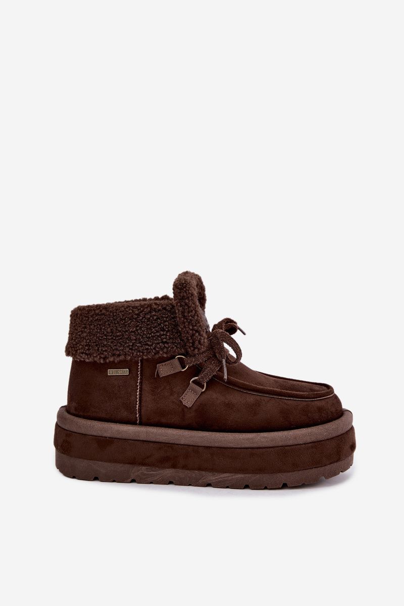 Schneestiefel mit Kunstfell und Plateausohle, braun