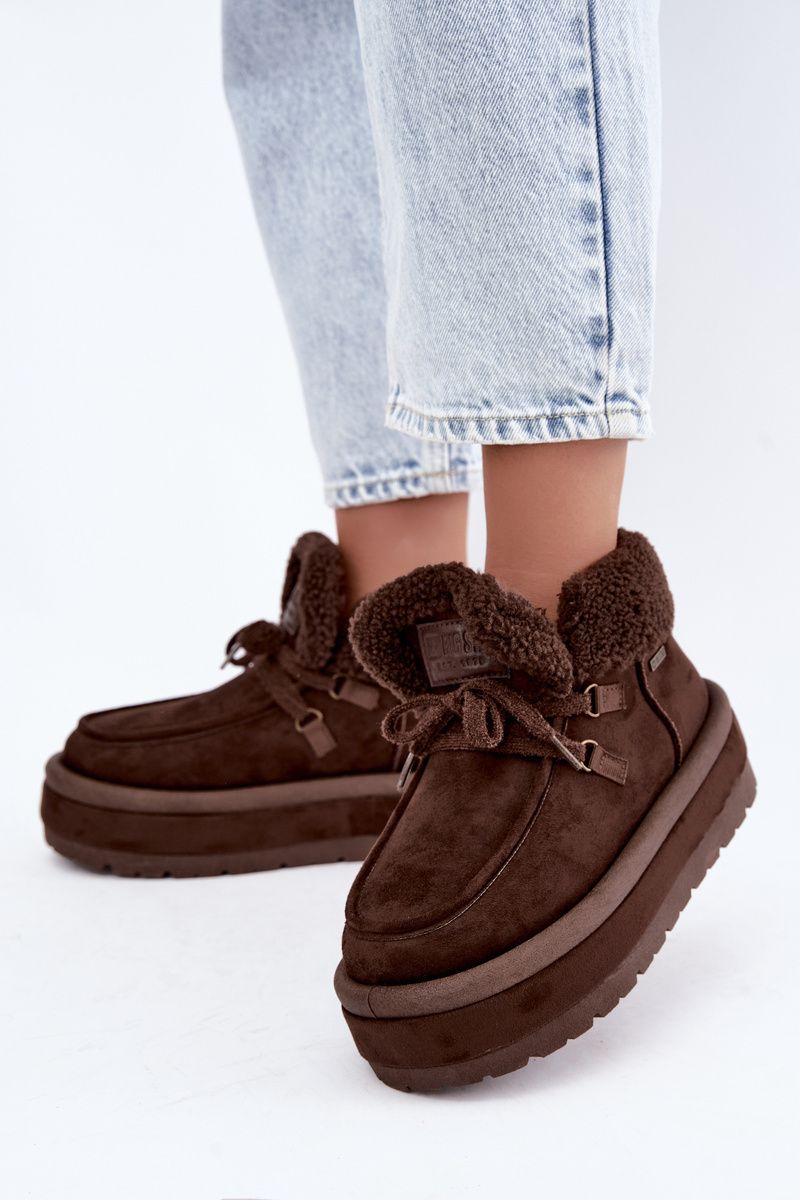 Schneestiefel mit Kunstfell und Plateausohle, braun