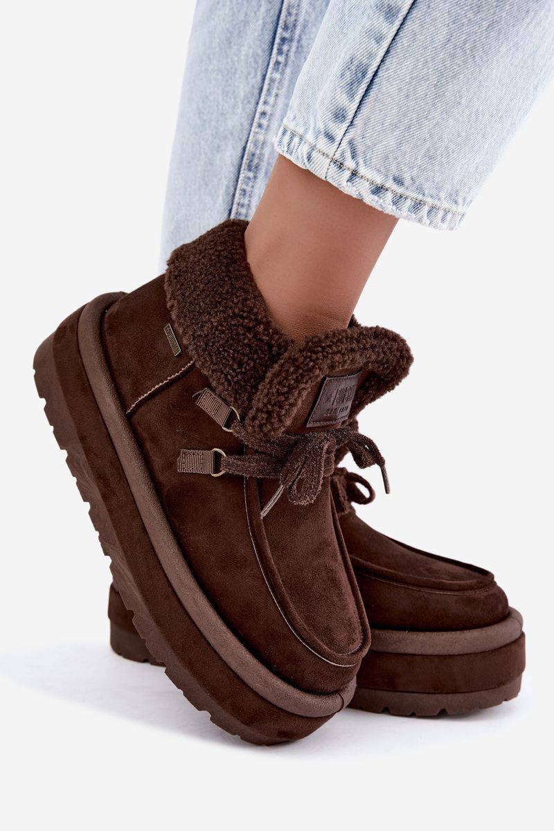 Schneestiefel mit Kunstfell und Plateausohle, braun